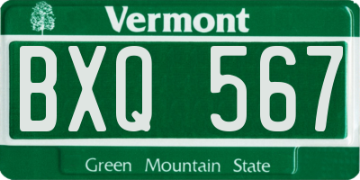VT license plate BXQ567