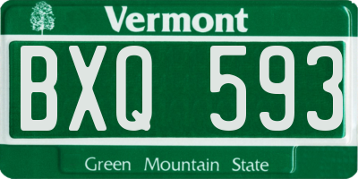 VT license plate BXQ593