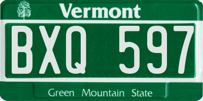 VT license plate BXQ597