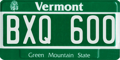 VT license plate BXQ600