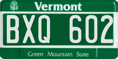 VT license plate BXQ602