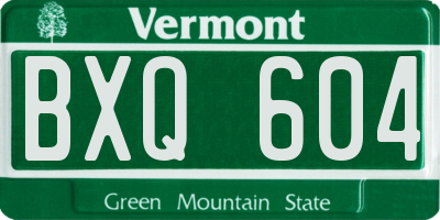 VT license plate BXQ604