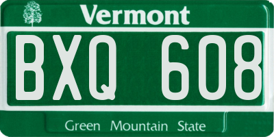 VT license plate BXQ608