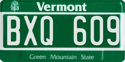 VT license plate BXQ609