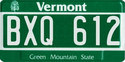 VT license plate BXQ612