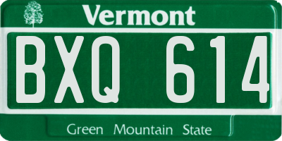 VT license plate BXQ614