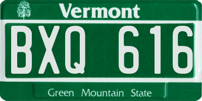 VT license plate BXQ616