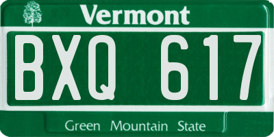 VT license plate BXQ617