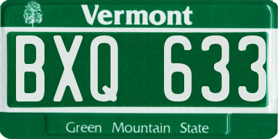 VT license plate BXQ633