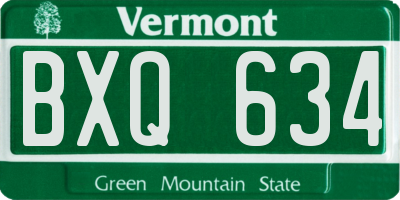 VT license plate BXQ634