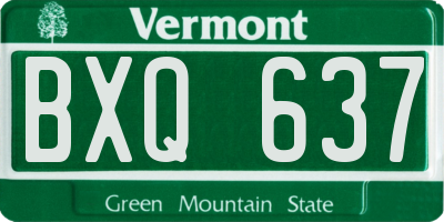 VT license plate BXQ637