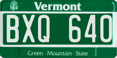 VT license plate BXQ640