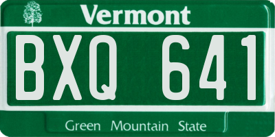 VT license plate BXQ641