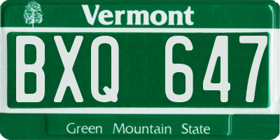 VT license plate BXQ647