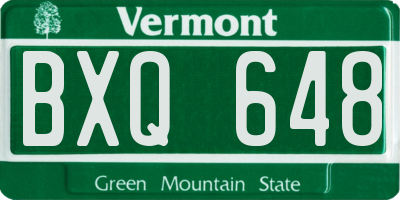 VT license plate BXQ648