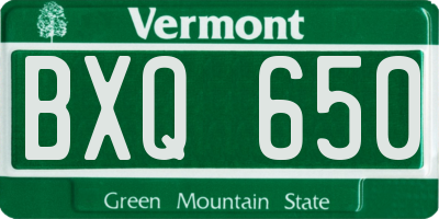 VT license plate BXQ650