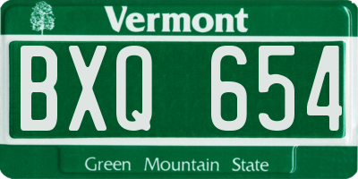 VT license plate BXQ654