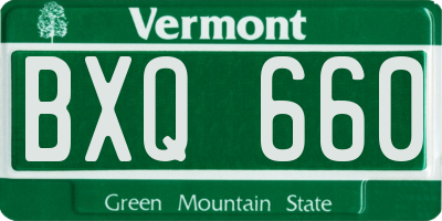 VT license plate BXQ660