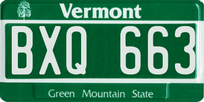 VT license plate BXQ663