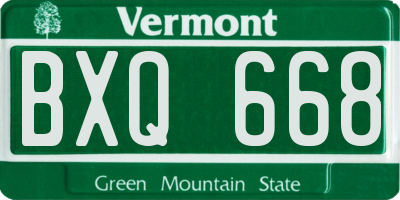 VT license plate BXQ668