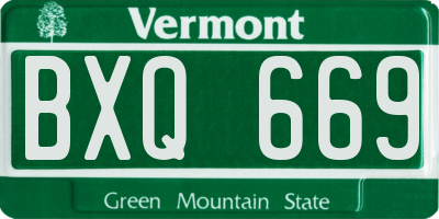 VT license plate BXQ669