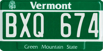 VT license plate BXQ674
