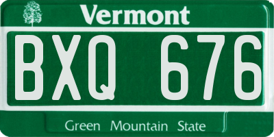 VT license plate BXQ676