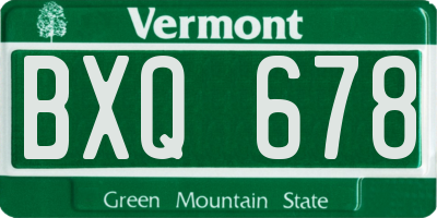 VT license plate BXQ678