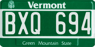 VT license plate BXQ694