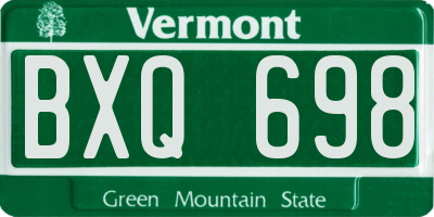 VT license plate BXQ698