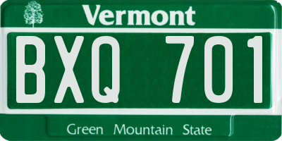 VT license plate BXQ701