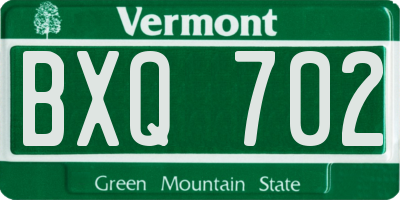 VT license plate BXQ702