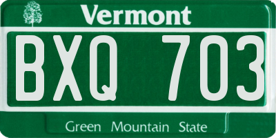 VT license plate BXQ703