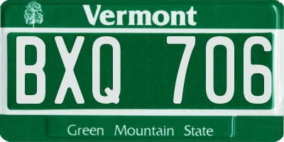 VT license plate BXQ706