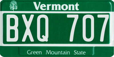 VT license plate BXQ707