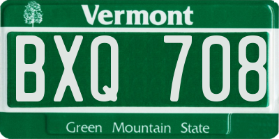 VT license plate BXQ708