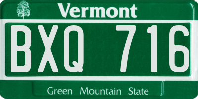 VT license plate BXQ716