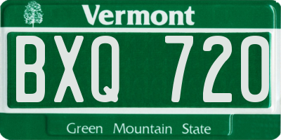VT license plate BXQ720