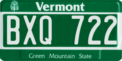 VT license plate BXQ722