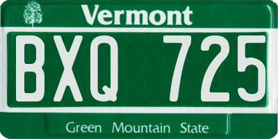 VT license plate BXQ725