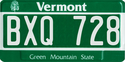 VT license plate BXQ728