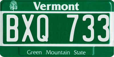 VT license plate BXQ733