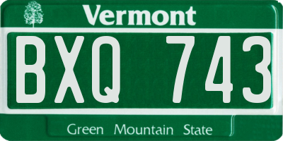 VT license plate BXQ743