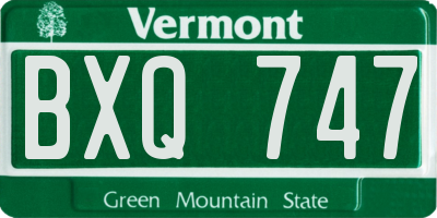 VT license plate BXQ747