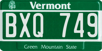 VT license plate BXQ749