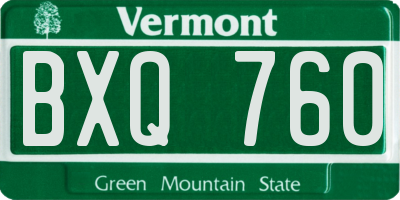 VT license plate BXQ760