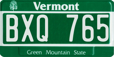 VT license plate BXQ765