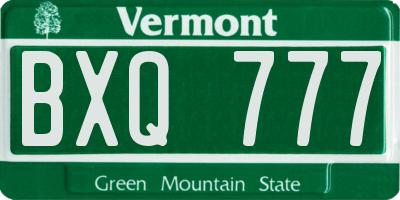 VT license plate BXQ777
