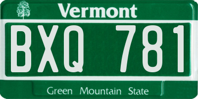 VT license plate BXQ781