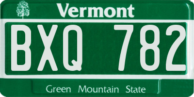 VT license plate BXQ782